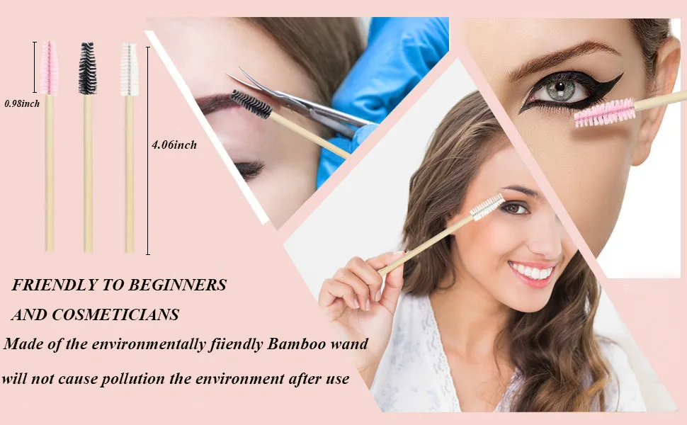 MyAoKuE-UP 100 Pack Bamboo Handle Mascara Wands Disposable Eyelash Brushes Eco-friendly Lash Extension Tool, Black - product information 7