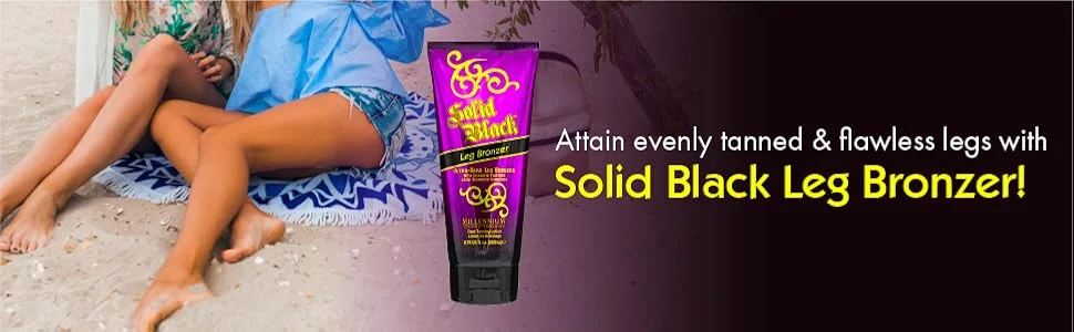 Millennium Tanning Solid Black Leg Bronzer - Tanning Lotion w/ Cellulite Fighters, 6.78 Ounces - Millennium Tanning dark tanning lotion