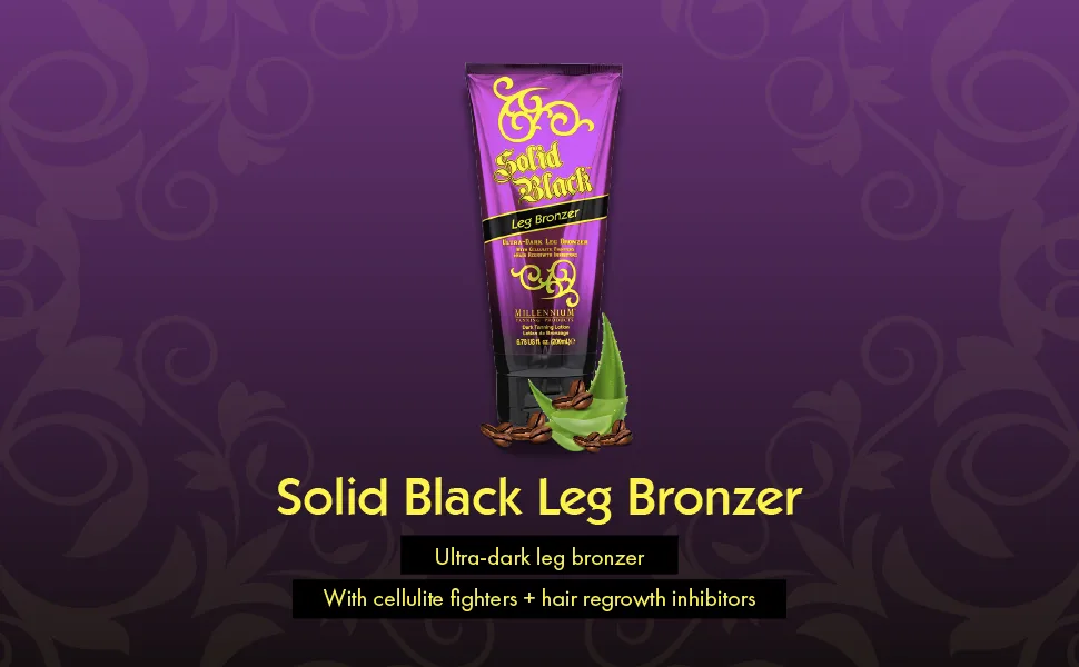 Millennium Tanning Solid Black Leg Bronzer - Tanning Lotion w/ Cellulite Fighters, 6.78 Ounces - Millennium Tanning lotion