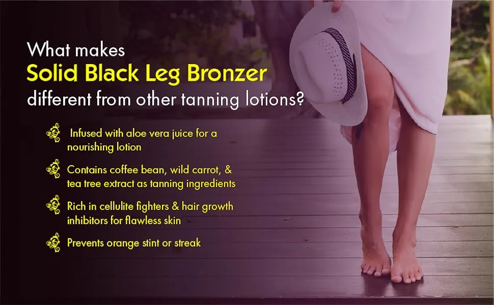 Millennium Tanning Solid Black Leg Bronzer - Tanning Lotion w/ Cellulite Fighters, 6.78 Ounces - Millennium Tanning Products