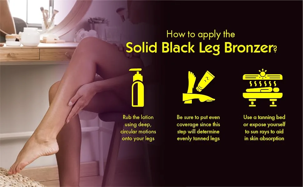 Millennium Tanning Solid Black Leg Bronzer - Tanning Lotion w/ Cellulite Fighters, 6.78 Ounces - Millennium Tanning Products, solid black tanning lotion