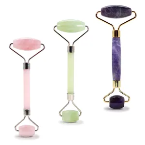Plum Beauty Amethyst Facial Roller, helps reduce under-eye puffiness and dark circles - Quart face rollers