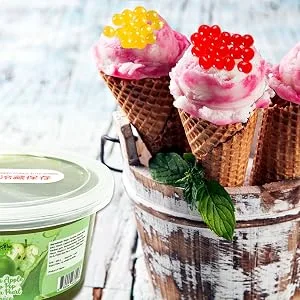 Fusion Select Bursting Boba Popping Boba Pearls - Fruit Tea Snack Toppings (Green Apple Peach Passion Fruit Mango Lychee Strawberry) - Ice Cream
