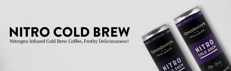 Greenberry Roaster's Nitro Canned Cold Brew Coffee - Pure Nitro, 4-Pack - espresso caramel ice kitchen black takeya vanilla system large bean gallon kit toddy