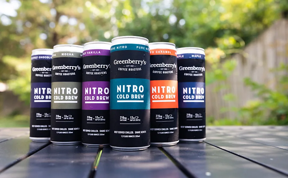 Greenberry Roaster's Nitro Canned Cold Brew Coffee - Pure Nitro, 4-Pack - grounds lipton organic starbucks coconut concentrate cream pitcher glass and beans