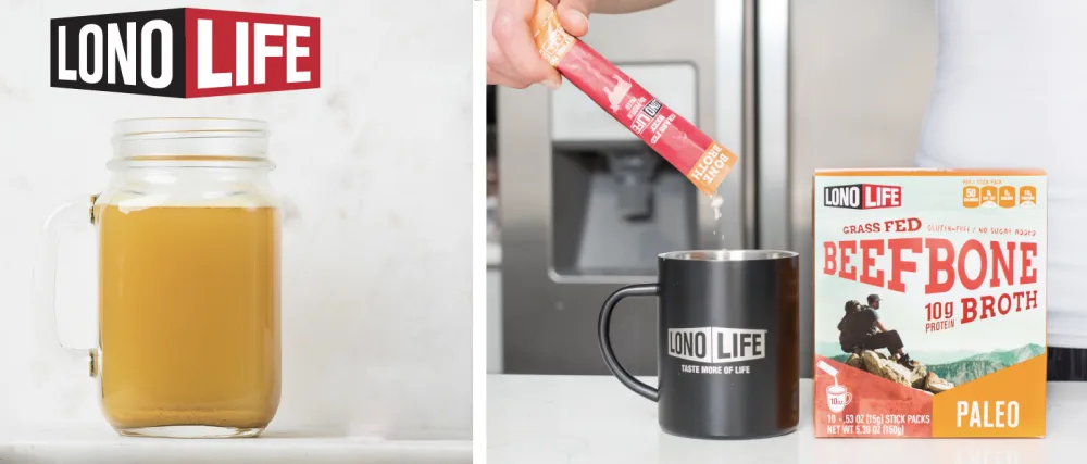 LonoLife - Keto Beef Bone Broth Powder, Grass Fed with 8g Collagen Protein - 4g Fat, Paleo and Keto Friendly, Gluten-Free, 8oz Bulk Container, 15 Servings (Equal to 150 ounces of broth) - Lonolife