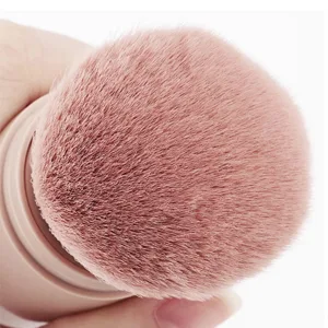 Retractable Kabuki Foundation Brush Travel Face Blush Brush for Mineral Powder, Contouring, Cream (Black + Pink 2Pcs) - product information 2