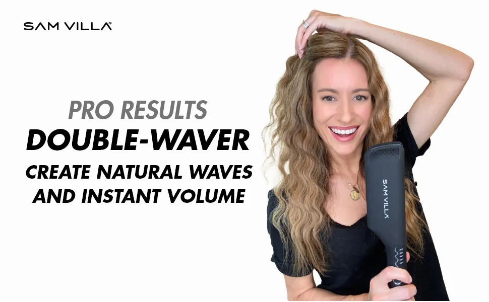 Sam Villa Pro Results Double-Barrel Hair Waver Iron with Variable Temperature Settings - Double-Waver