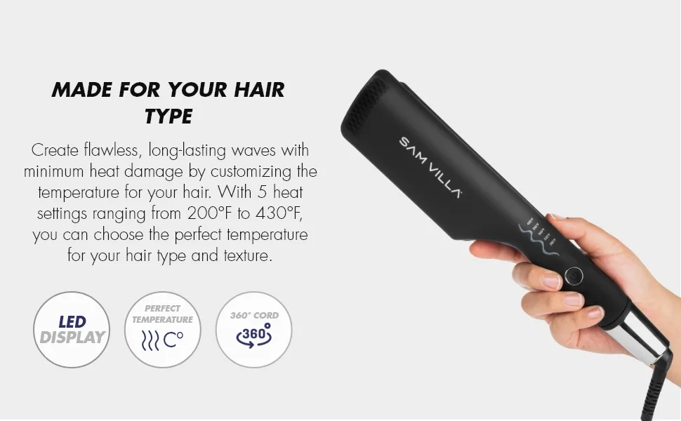 Sam Villa Pro Results Double-Barrel Hair Waver Iron with Variable Temperature Settings - Hair Type