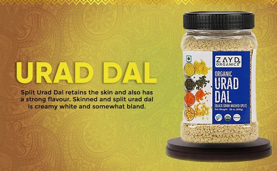 Zayd Organics Urad Dal, Split Matpe Beans, USDA Organic, 1.75lbs (800g) - asda