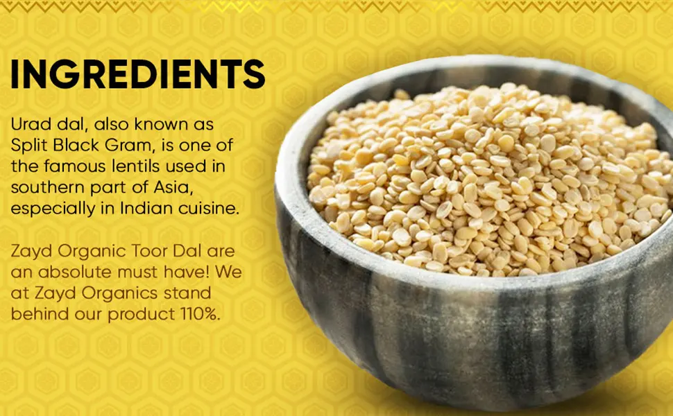 Zayd Organics Urad Dal, Split Matpe Beans, USDA Organic, 1.75lbs (800g) - product information 3