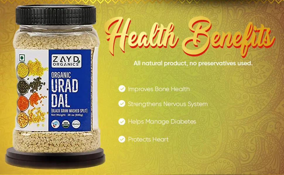 Zayd Organics Urad Dal, Split Matpe Beans, USDA Organic, 1.75lbs (800g) - product information 4
