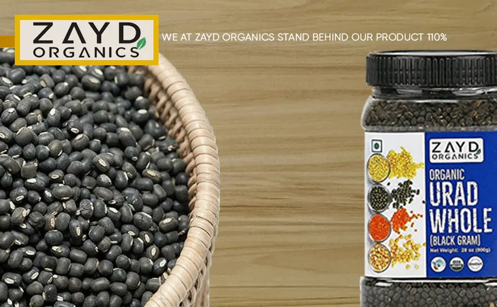 Zayd Organics Urad Whole, Black Matpe Lentils, USDA Organic, 1.75lbs (800g) - asddd