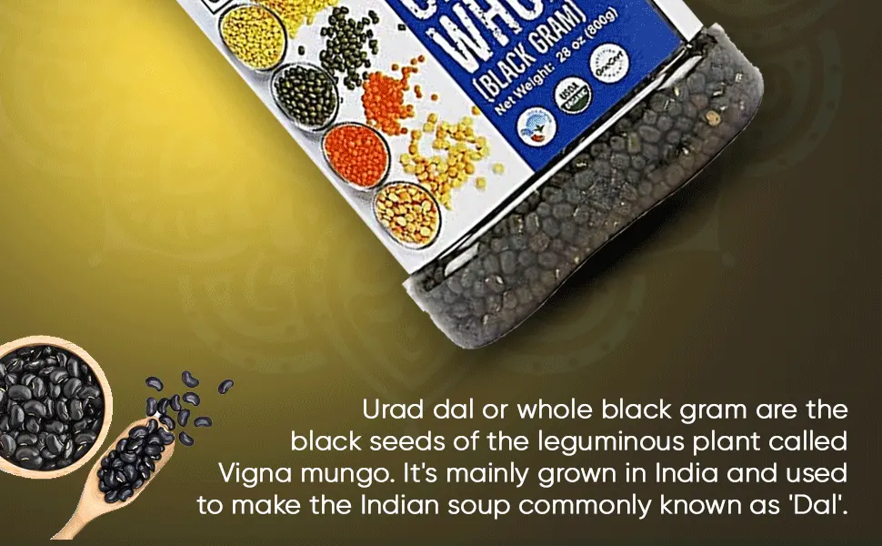 Zayd Organics Urad Whole, Black Matpe Lentils, USDA Organic, 1.75lbs (800g) - product information 3
