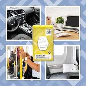 Amazon Brand - Solimo Disinfecting Wipes, Lemon & Fresh Air Scent, Sanitizes/Cleans/Disinfects/Deodorizes, 80 Count (Pack of 4) - Great for use everywhere