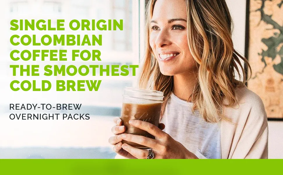 Wink Coffee Cold Brew Pitcher Packs, Coarse Ground 100% Arabica Coffee Beans, Single Origin Colombian Andes, 12 Count, Makes 42 Cups or 6 Large Pitchers, Smooth, Bold & Sweet - ready to brew