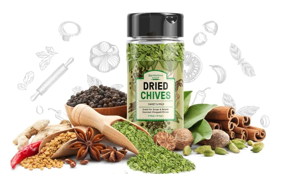 Dried Chives (5 Tbsp) Thin & Delicate, Gourmet Chopped Chives, Topping for Soups & Salads - product information 2