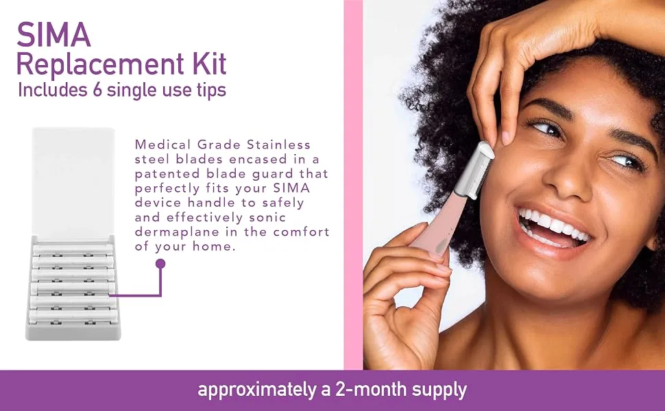 Spa Sciences SIMA Microderm Tips - 1 Coarse and 1 Fine Tip - Compatible with SIMA Sonic Dermaplaning Tool - For All Skin Types - SIMA
