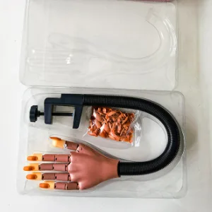 Practice Hand for Acrylic Nails, Professional Nail Practice Hand for Training, Adjustable False Fake Mannequin Hand with 100Pcs Nail Tips, Upgrade DIY Nails Display Manicure Supply - Protectable Packaging with Clamshell