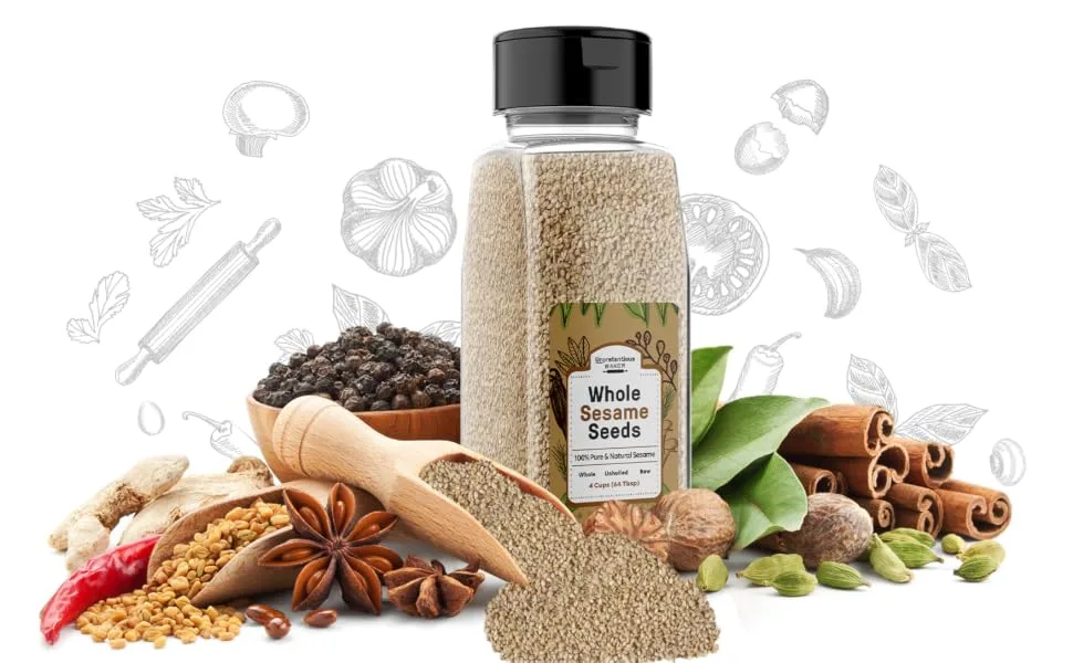 Whole Sesame Seeds by Unpretentious Baker (4 Cups), Unhulled, Raw, and Always Pure - product information 1