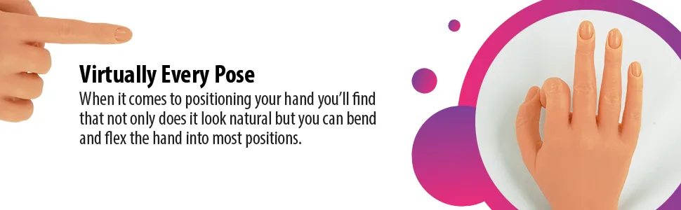 Professional Silicone Practice Half Hand for Acrylic Nails by Nail Nobility - Poseable Half Hand for Practicing Nail Art, Acrylic, Gel Techniques by Nail Techs Artists - Flexible, Reusable, Realistic - Hands