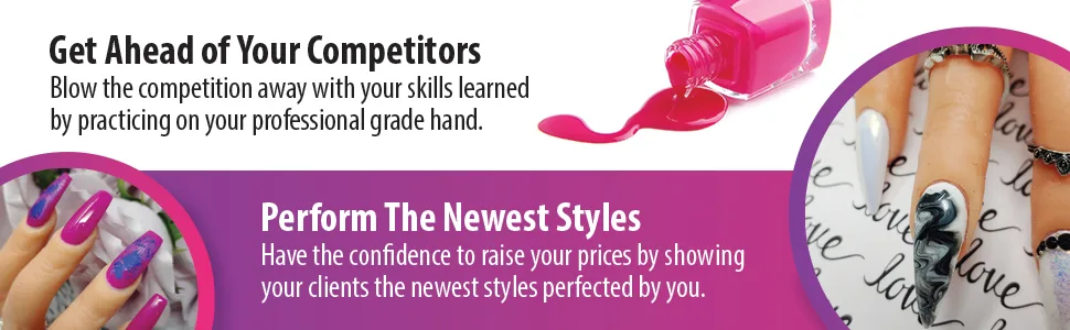 Professional Silicone Practice Half Hand for Acrylic Nails by Nail Nobility - Poseable Half Hand for Practicing Nail Art, Acrylic, Gel Techniques by Nail Techs Artists - Flexible, Reusable, Realistic - Newest