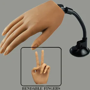 Silicone Practice Hand for Acrylic Nails, Flexible Female Mannequin Life Size Practice Hand with Stand for Nail Practice Nail Art Tool (3#-Left hand) - Bendable