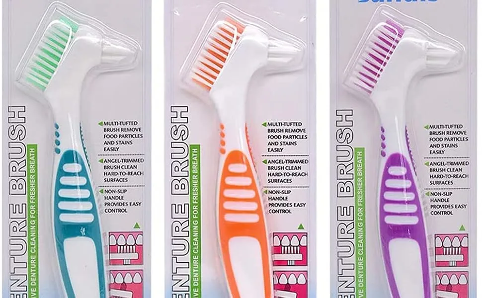 Chargenyang 3 Pack Denture Cleaning Brush Set Hard Denture Toothbrush Portable Denture Toothbrush Cleaning Brush Double Sided Denture Brush for Denture Care - product information 2