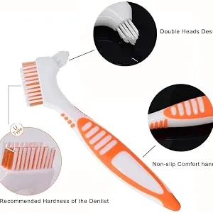 Chargenyang 3 Pack Denture Cleaning Brush Set Hard Denture Toothbrush Portable Denture Toothbrush Cleaning Brush Double Sided Denture Brush for Denture Care - product information 7