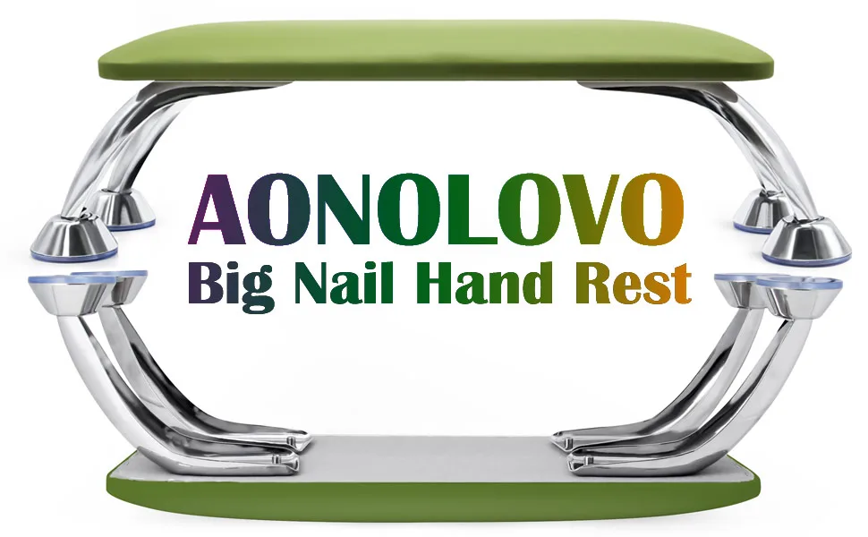 Big Nail Arm Rest Cushion for Fingernails Toenails Use, Professional Nail Table Armrest Manicure Hand Pillow Nail Tech Use, Microfiber Leather Material (Green) - product information 1