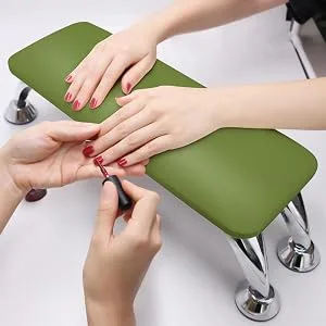 Big Nail Arm Rest Cushion for Fingernails Toenails Use, Professional Nail Table Armrest Manicure Hand Pillow Nail Tech Use, Microfiber Leather Material (Green) - product information 3