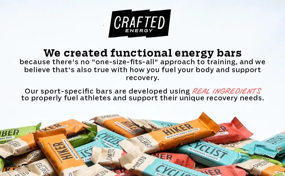 CRAFTED Runner Functional Energy Bar - Cherry Walnut - | Natural Clean Label Ingredients Plant Based, Easy to Digest, Clean Ingredient Energy Bars | Pack of 12 52g Bars - We created functional energy bars...