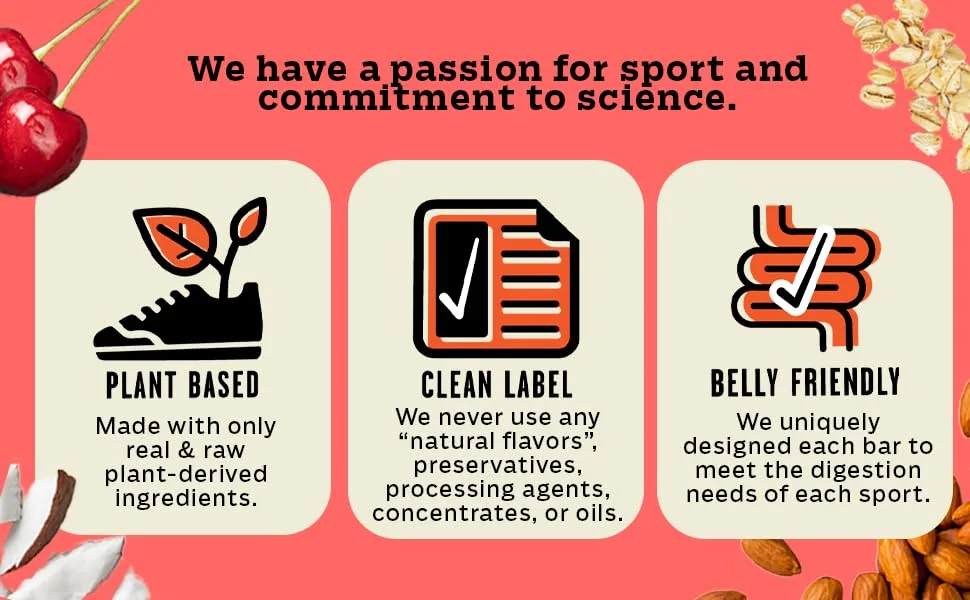 CRAFTED Runner Functional Energy Bar - Cherry Walnut - | Natural Clean Label Ingredients Plant Based, Easy to Digest, Clean Ingredient Energy Bars | Pack of 12 52g Bars - We have a passion for sport and commitment to science