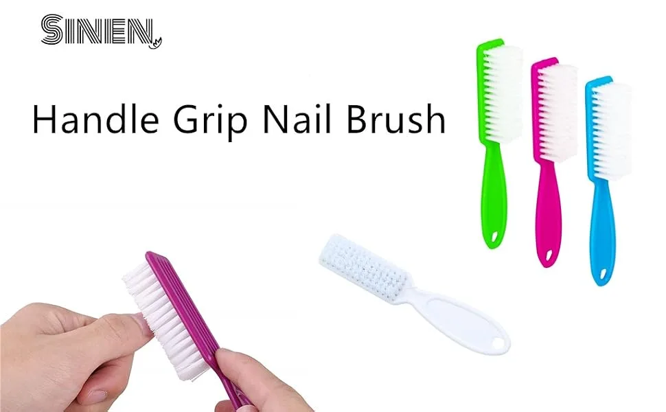 Sinen 4 Pcs Handle Grip Nail Brush, Hand Fingernail Cleaner Brush Manicure Tools Scrub Cleaning Brushes Kit for Toes and Nails (Random Colors) - product information 1