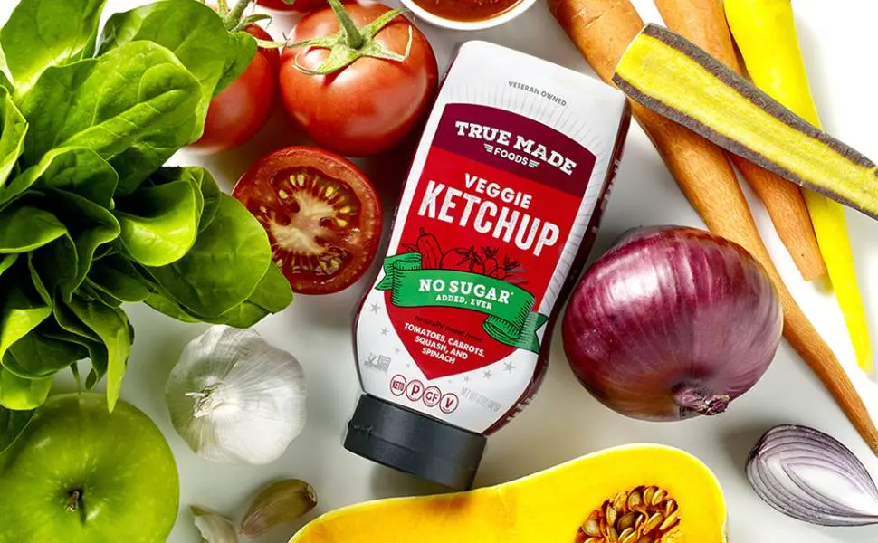 True Made Foods No Sugar Added Ketchup, Whole 30, Keto, Vegan (17oz, 2 Pack) - Ketchup