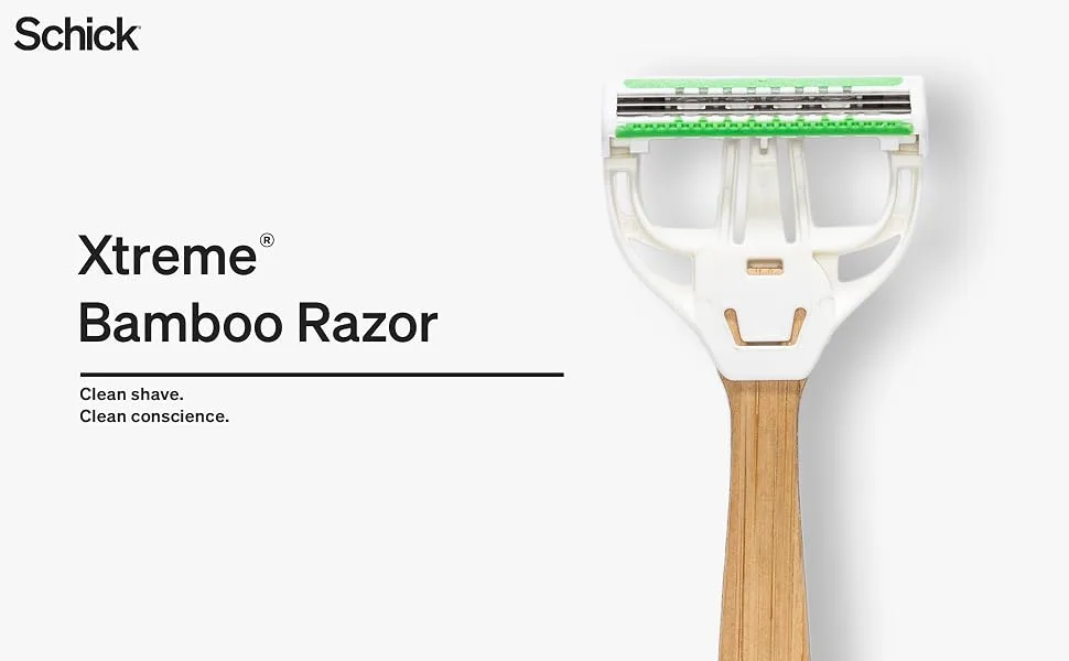 Schick Xtreme Bamboo Razor  Eco Friendly Razor, Bamboo Disposable Razors Men, Bamboo Razor Handle - Schick Xtreme Bamboo Disposable Razor for Men Sustainable Recycle Razor for Face