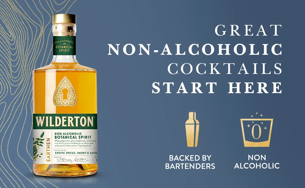Wilderton Earthen Non Alcoholic Spirits - Botanical Spirit with Spice, Wood, and Smoke Notes - Zero Proof Alcohol Free Drinks - 25.4 fl oz - non alcoholic spirits non-alcoholic spirit liquor & spirits alcohol free spirits