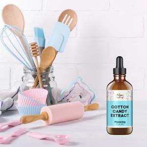 Cotton Candy Flavoring Extract for Baking - Flavor - Cake, Cookies, Beverages, Candy, Ice Cream and More - 2 oz 60 ml - baking utensils on counter with cotton candy extract bottle