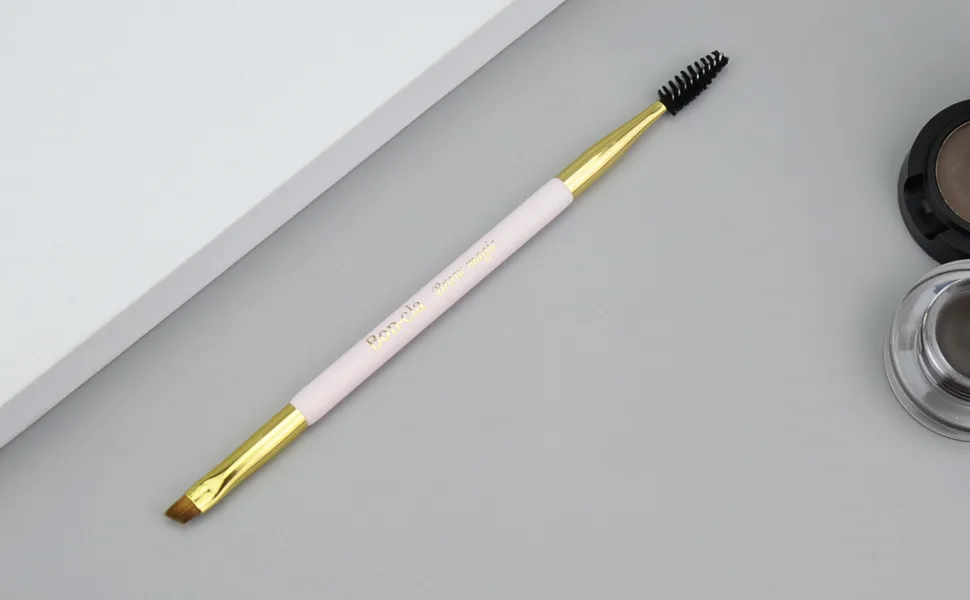 Bon-cl Magic Double Ended Angled Eyeliner Brush & Spoolie - Angled Brow Brush, Suitable for Gel, Liquid, Eyelashes, Eyebrows, Professional Makeup Tools - Brow Magic