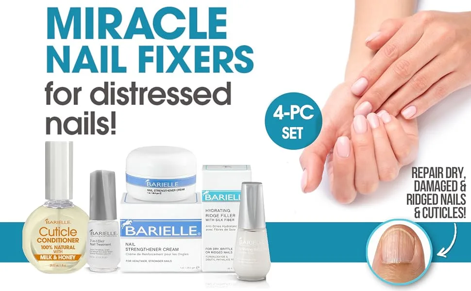 Barielle Miracle Nail Fixers Collection: 4-PC Nail Strengthening, Cuticle Care & Nail Treatment Collection - Barielle Miracle Nail Fixers