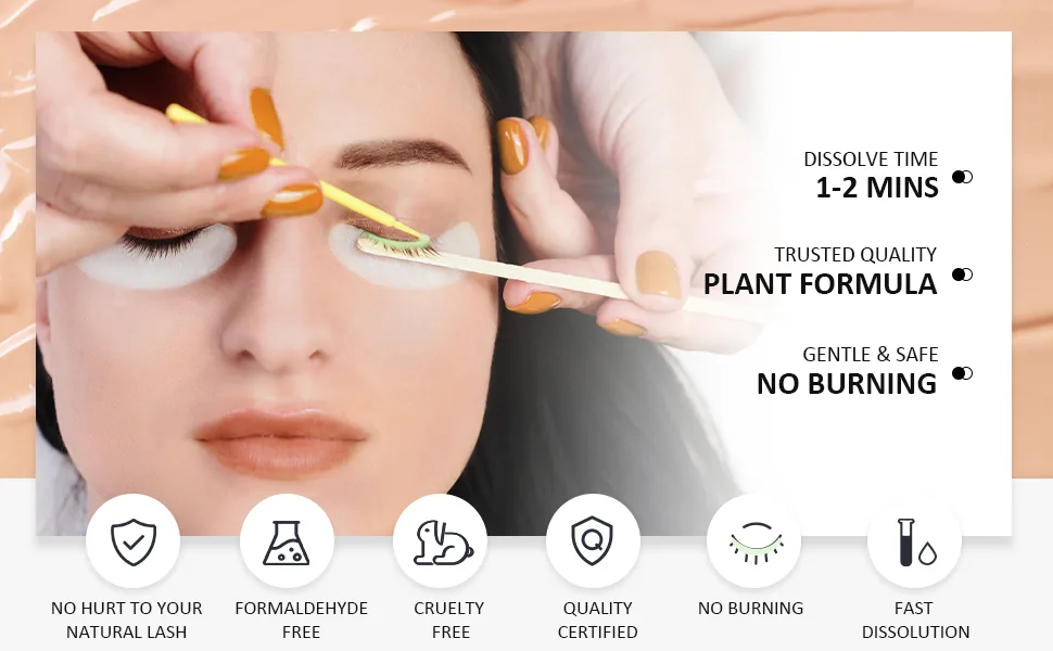 Eyelash Extension Remover Cream for Sensitive Eyes - PINKZIO Lash Remover for Lash Extensions, Cluster Lashes Glue Remover, 10g - eyelash extension supplies