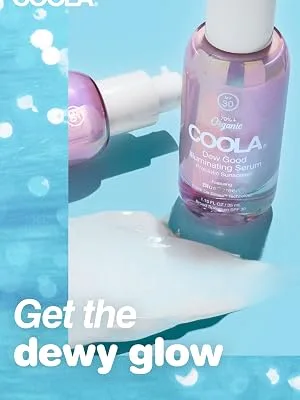 COOLA Organic Dew Good Illuminating Probiotic Serum with SPF 30, Dermatologist Tested Sunscreen with Plant-Derived BlueScreen Digital De-Stress Technology, 1.15 Fl Oz - sunscreen for sensitive skin