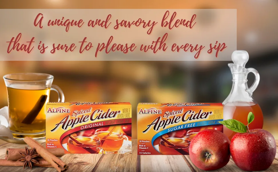 Original Spiced Apple Cider Drink Mix Bundle. Includes Two-7.4 Oz Boxes of Alpine Spiced Apple Cider Original Drink Mix Plus a BELLATAVO Ref Magnet. Each Box Contains 10 Alpine Apple Cider Packets! - Alpine Spiced Apple Cider Drink Mix
