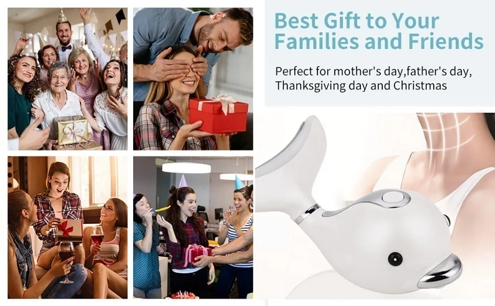 VOOADA Double Chin Reducer,Face Neck Eye Massager, Wrinkle Removal Tool, Face Sculpting Skin Tightening Machine Style1 - VOOADA Dolphin Face Neck Eye Massager