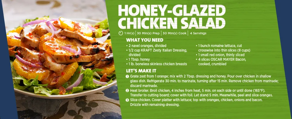 Kraft Deluxe Bold Caesar Salad Dressing (16 oz Bottle) - Honey Glazed Chicken Salad recipe
