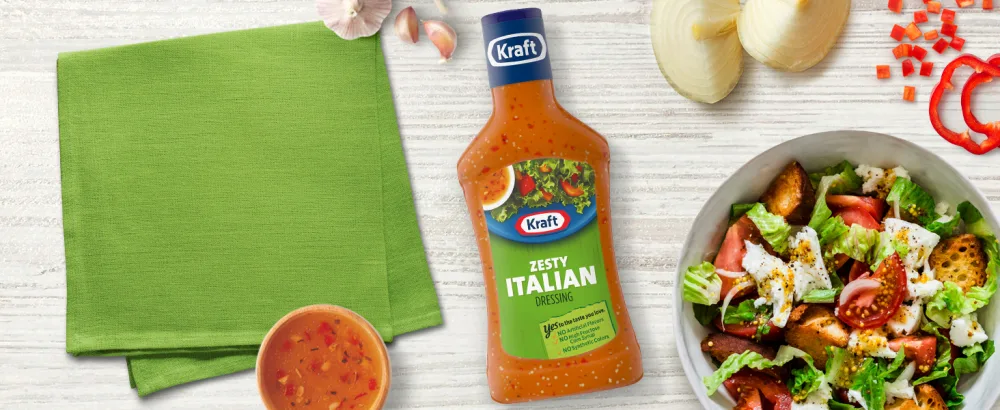Kraft Deluxe Bold Caesar Salad Dressing (16 oz Bottle) - Kraft Zesty Italian Dressing