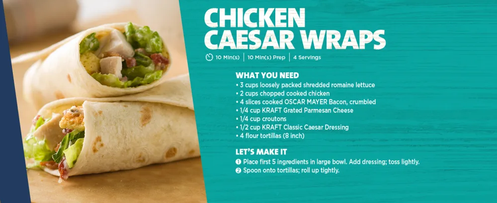 Kraft Deluxe Ultimate Ranch Salad Dressing (16 oz Bottle) - Chicken Caesar Wraps recipe