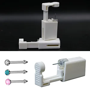 Nose Piercing Kit - 3 Pack Self Nose Piercing Gun, Disposable Safety Nose Percinging Kit with Nose Rings Stud Nose Piercings Gun Kit Tool (white+pink+blue) - diy at home nose piercing percinging peircing piercer peirce pearcings gun kit with nose rings
