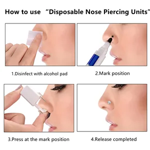 Nose Piercing Kit - 3 Pack Self Nose Piercing Gun, Disposable Safety Nose Percinging Kit with Nose Rings Stud Nose Piercings Gun Kit Tool (white+pink+blue) - self disposable ear nose piercing pearcings kit gun nose piercing percinging kit gun