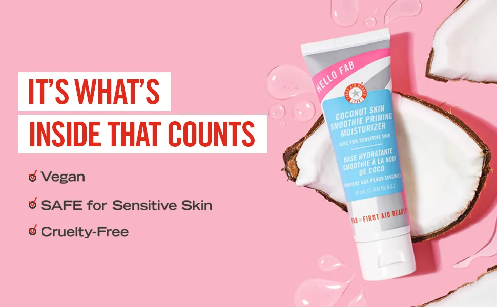 First Aid Beauty Hello FAB Coconut Skin Smoothie Priming Moisturizer, 2-in-1 Moisturizer and Makeup Primer 1.7 Oz. - Coco Primer